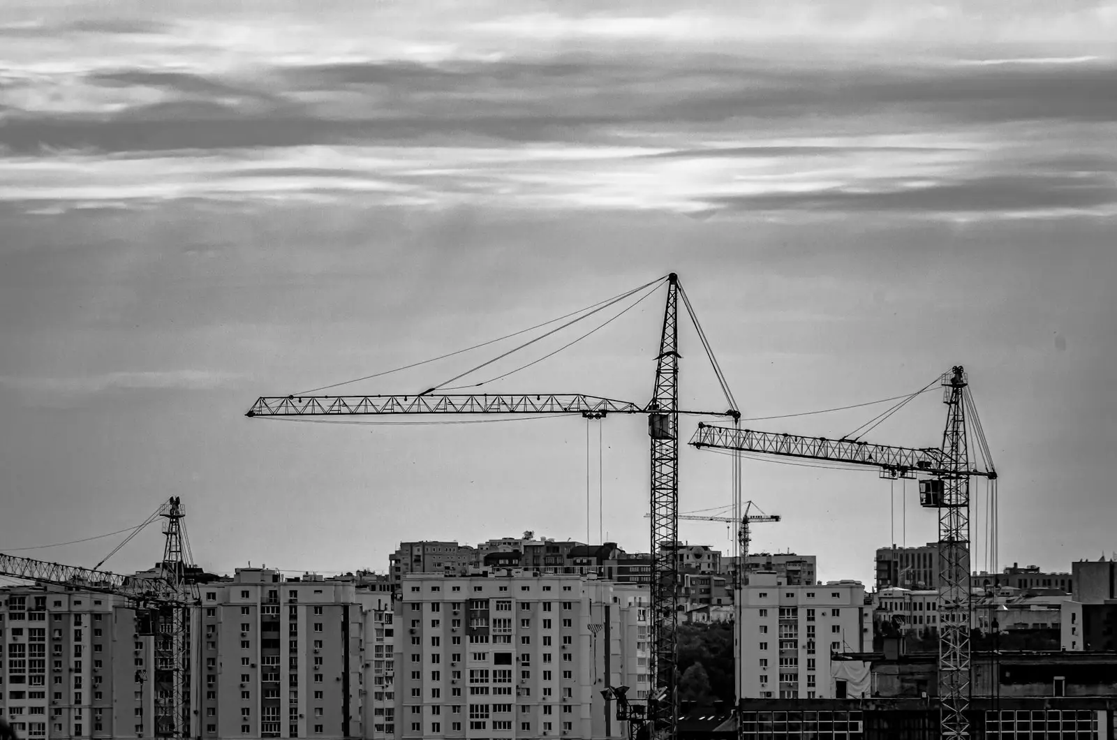 Tower crane in action on a construction site